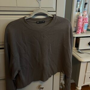 Zara Charcoal Cropped Pullover